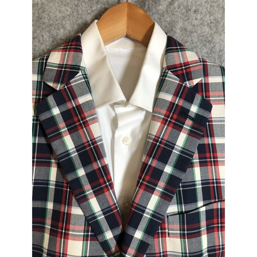 Brooks Brothers Blazer 40S Blue Check 346 Madison Fit Cotton Suit Coat Jacket